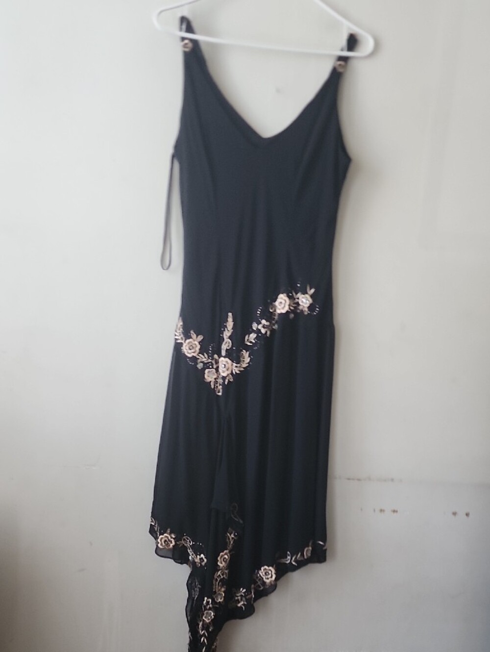 R&M Richards Black Slip Dress with Cream Floral Embroidery - Picture 8 of 8